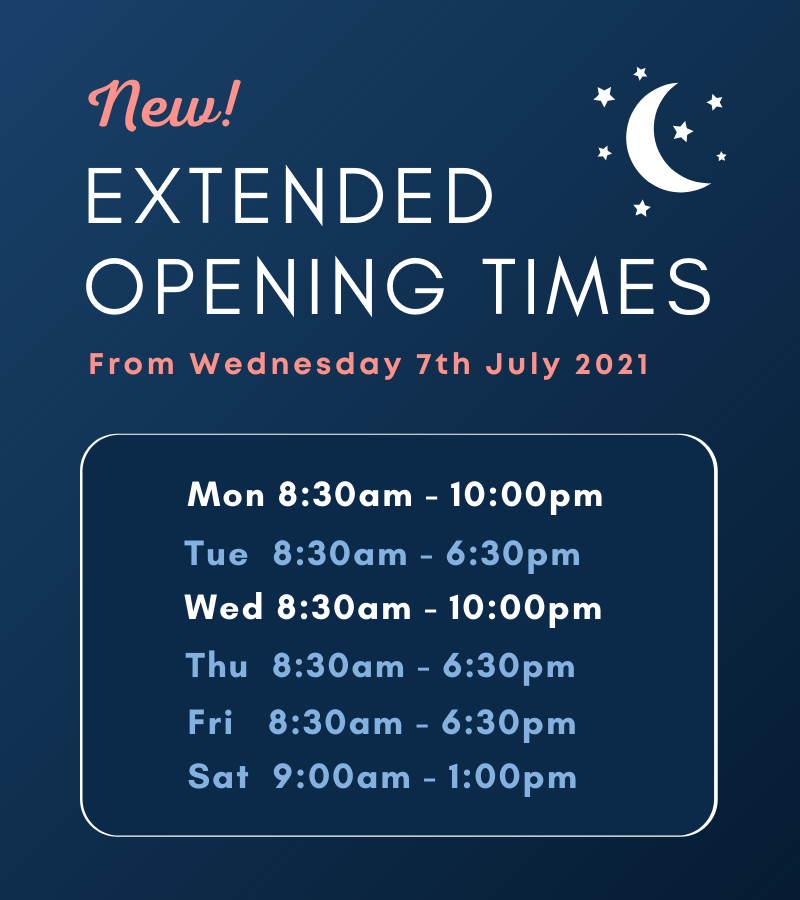 Extended opening times schedule Central and Stanley Wellness copy